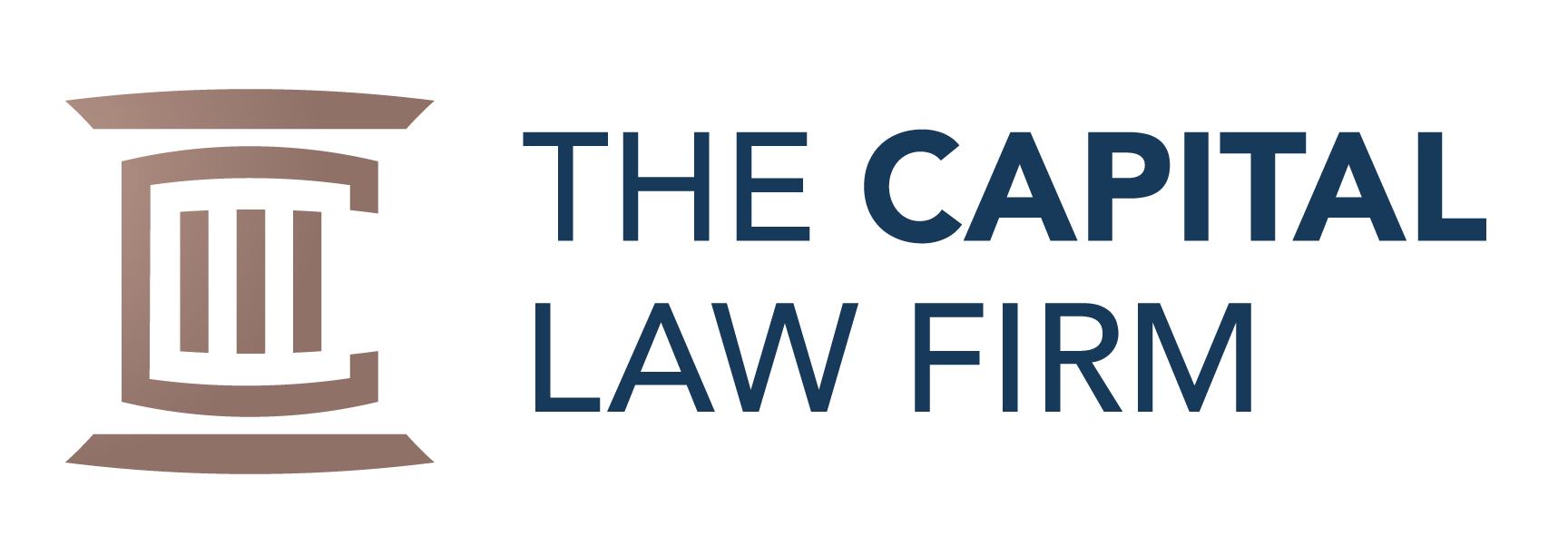 The Capital Law Firm — horizontal lockup with the bronze symbol beside the navy wordmark